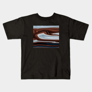 Brown blue liquid Marble color grading pattern Kids T-Shirt